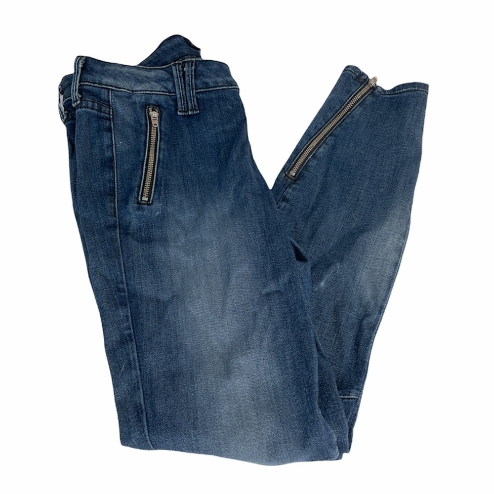 Bebe Clean Zip Moto Skinny Jeans, Blue, 28 - Picture 3 of 8